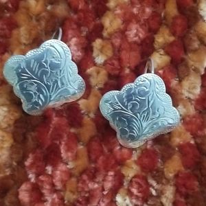 Silver Engraved Earrings